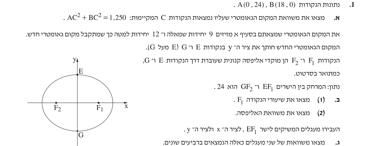 שאלה 1 כפי שהיא מופיעה בשאלון