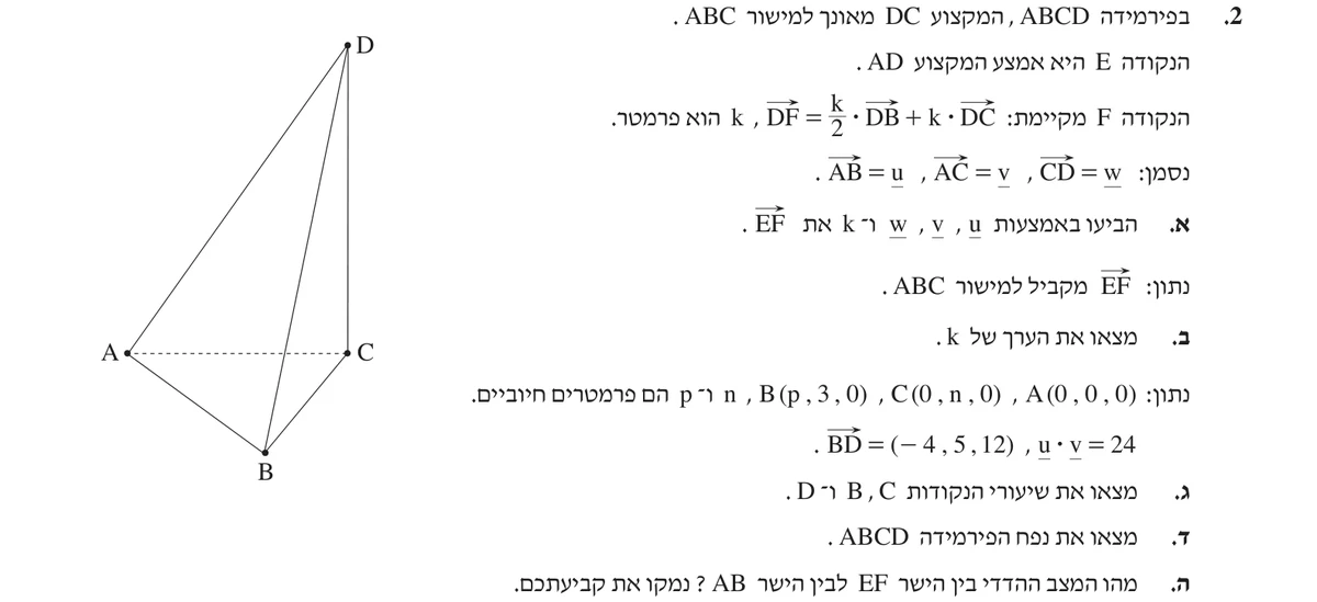 שאלה 2 כפי שהיא מופיעה בשאלון
